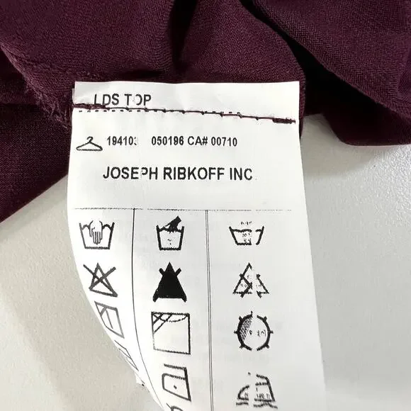 Joseph Ribkoff Tee Style 194103 3/4 Sleeve Split Cuff Square Neck Maroon Womens - Picture 8 of 11